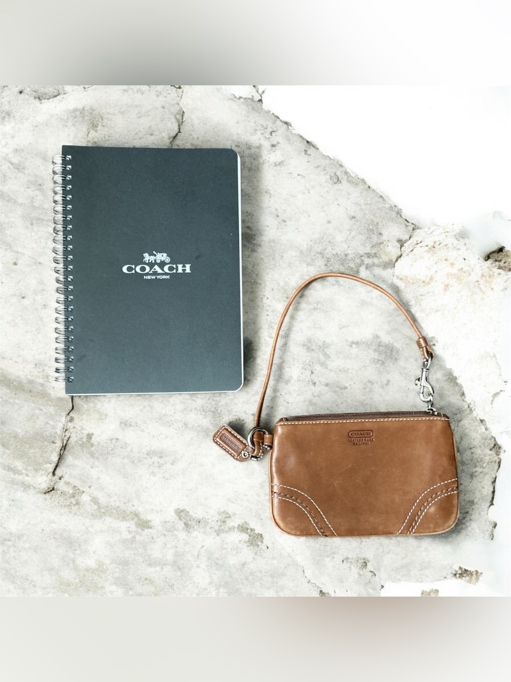 Coach Leather Wristlet with Coach Notebook